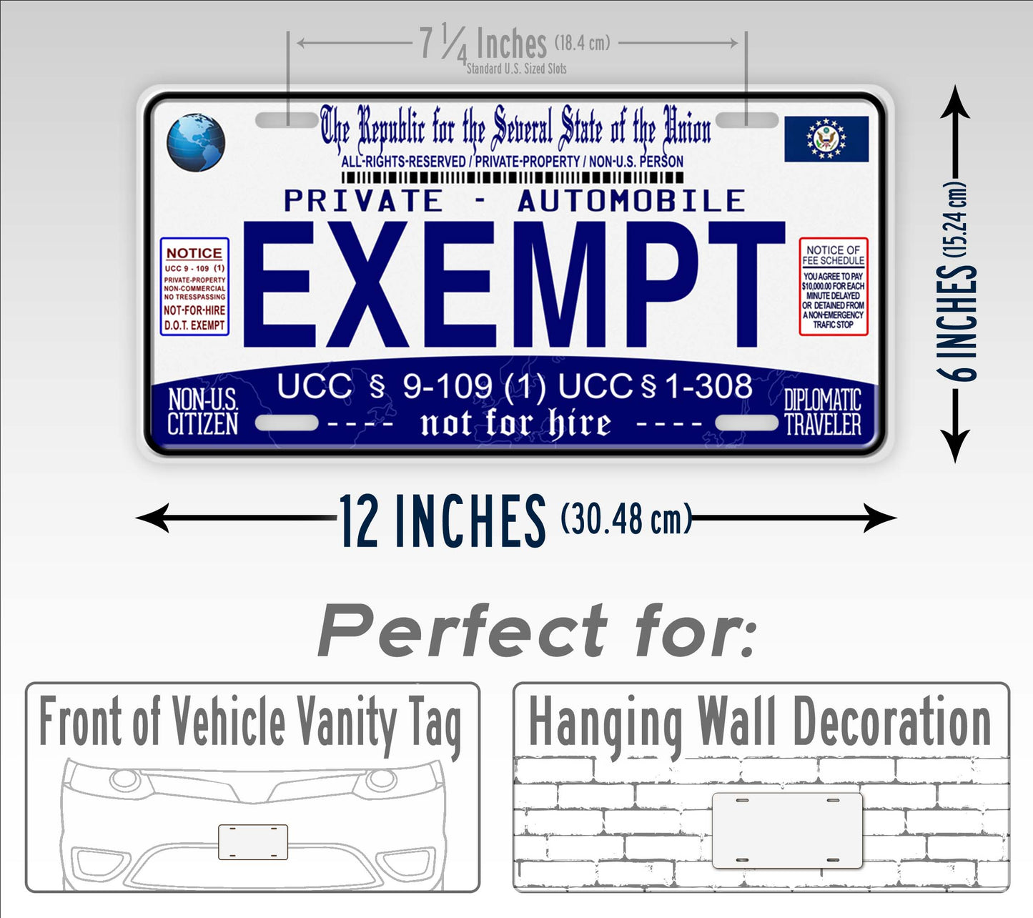 Sovereign Citizen Exempt Blue License Plate