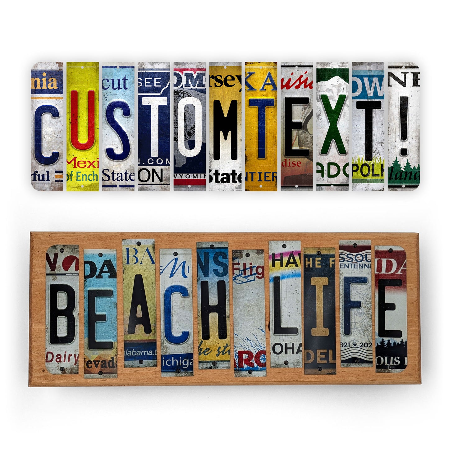 Personalized Cut License Plate Strips Signs