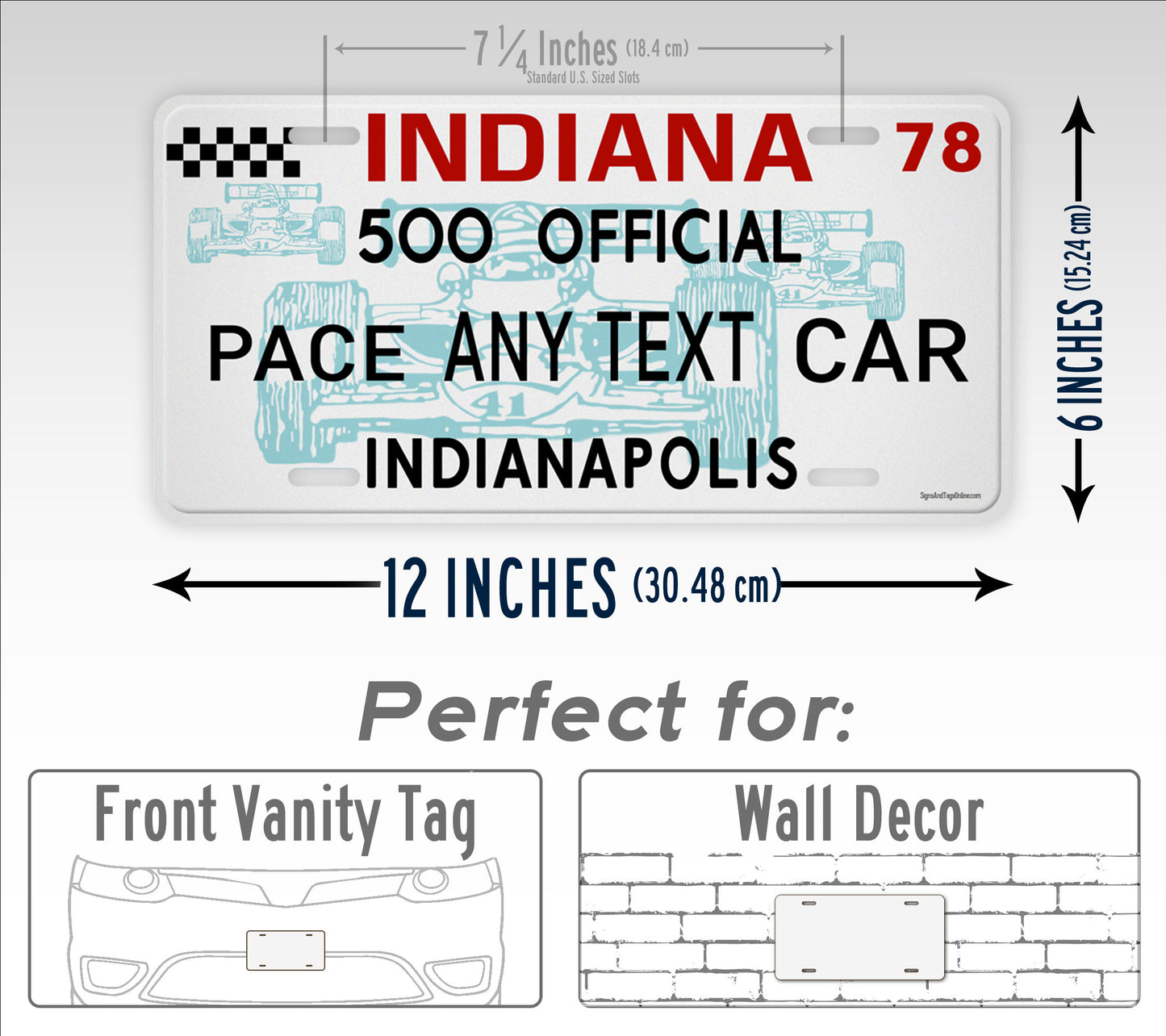 Personalized Indy 500 official Pace Car Custom License Plate