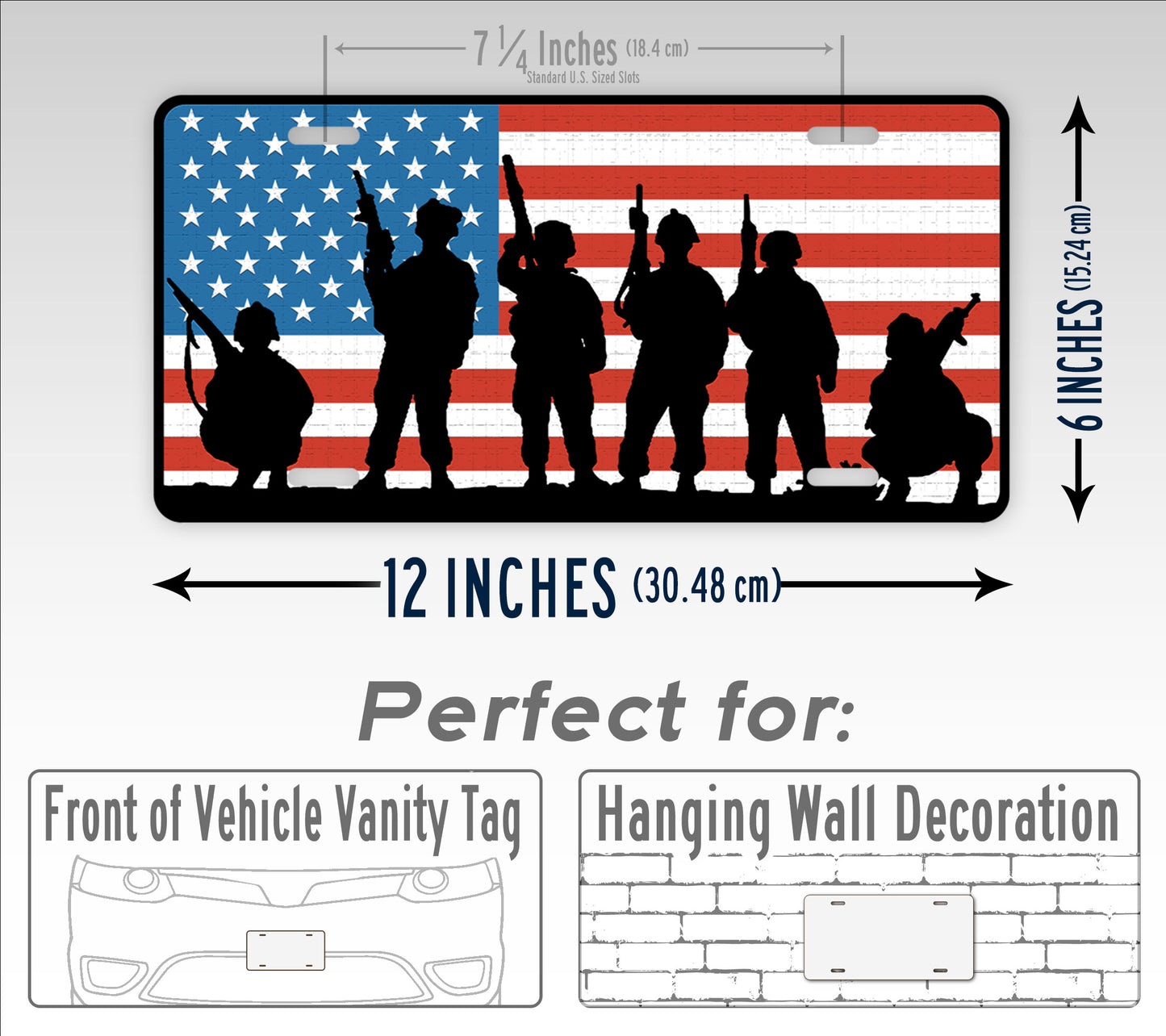 US Army Soldier Silhouette American Flag License Plate