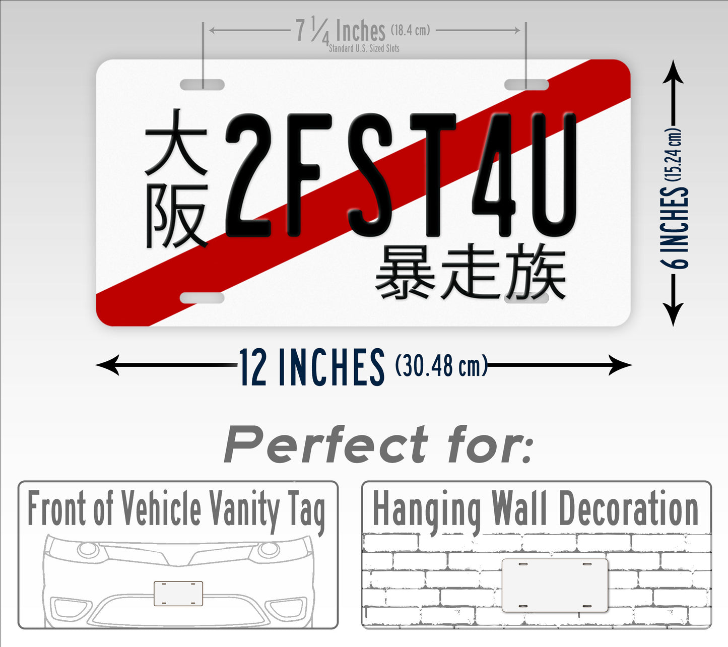 Custom Japanese Temporary Tag Red Stripe  License Plate