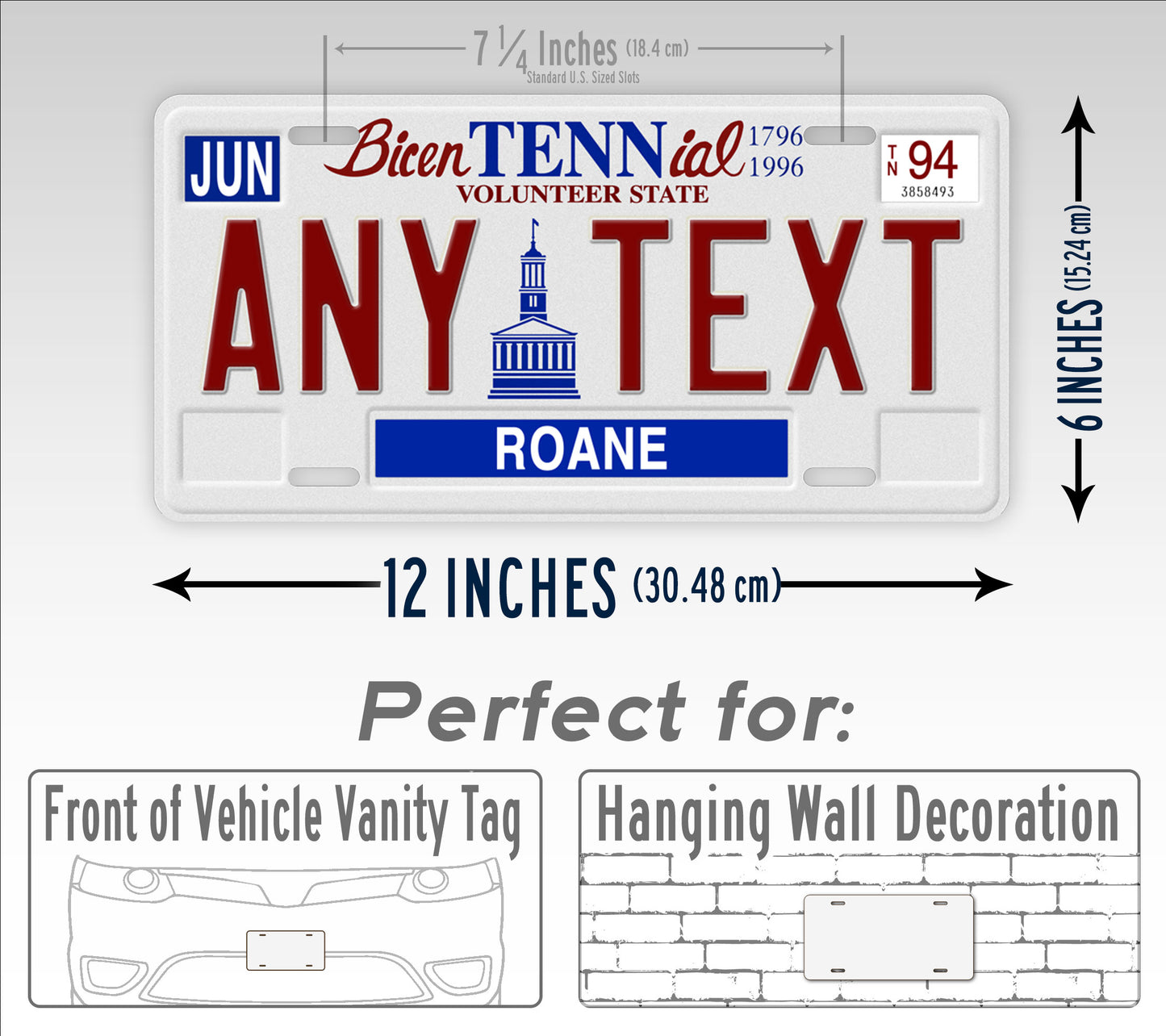 Custom Bicentennial Tennessee 1796-1996 License Plate