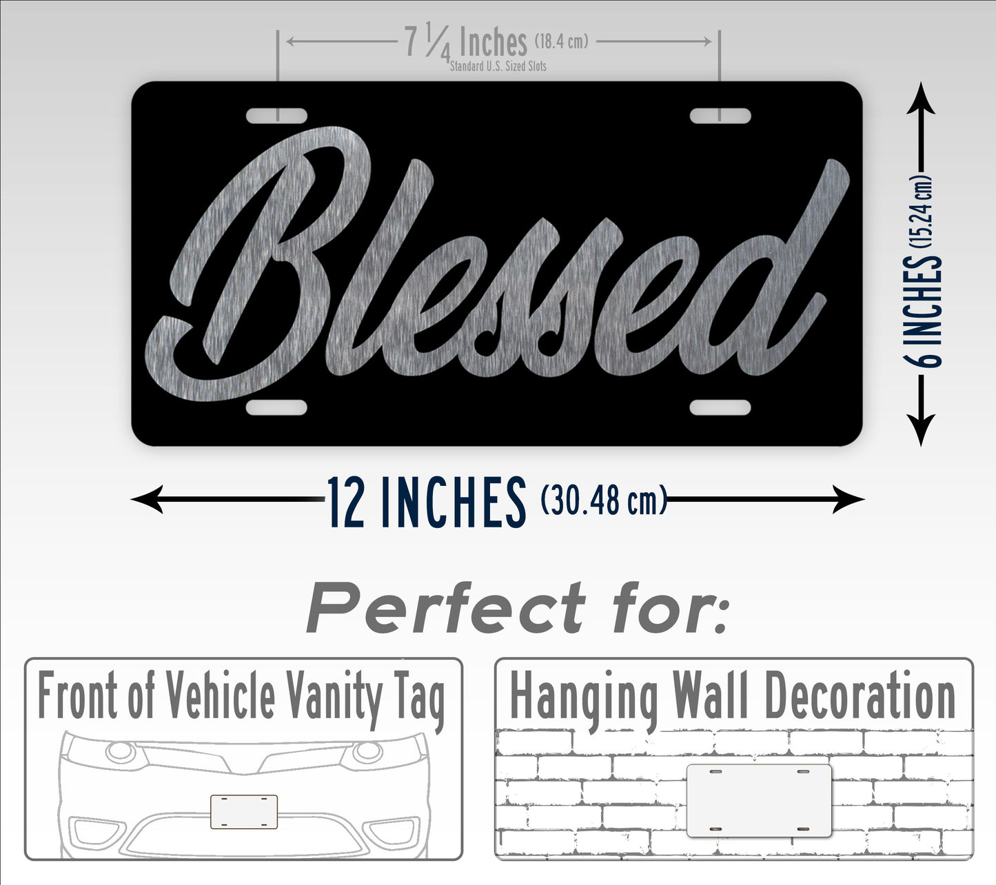 Novelty Blessed Black And Silver License Plate