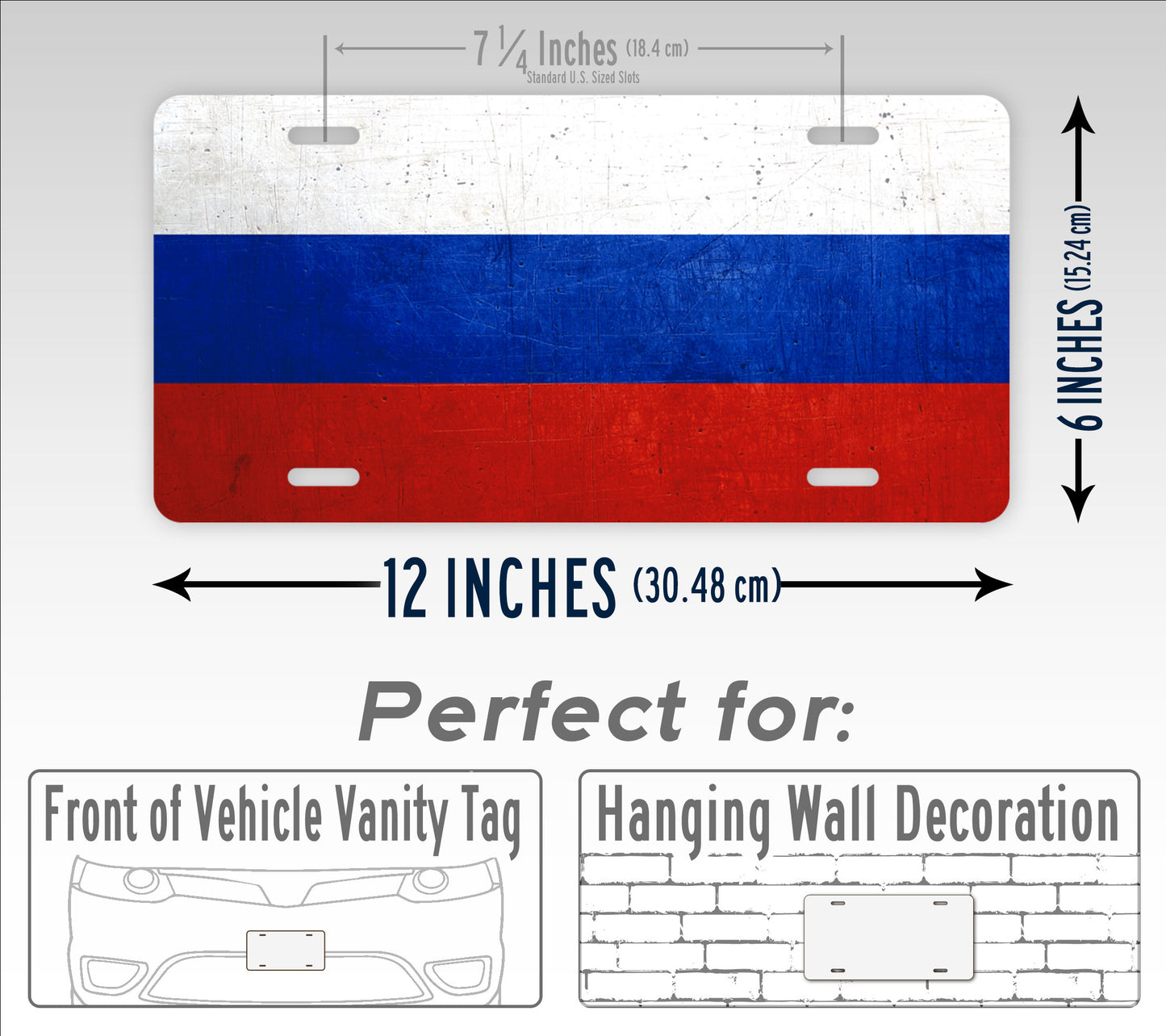 Grunge Style Russian Flag License Plate
