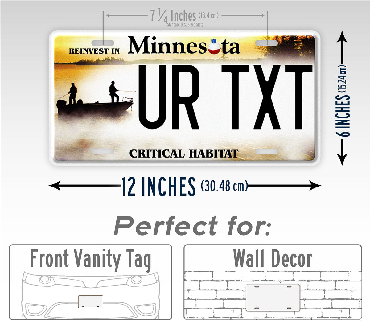 Personalized Minnesota State Critical Habitat - Boat Fishing Custom License Plate