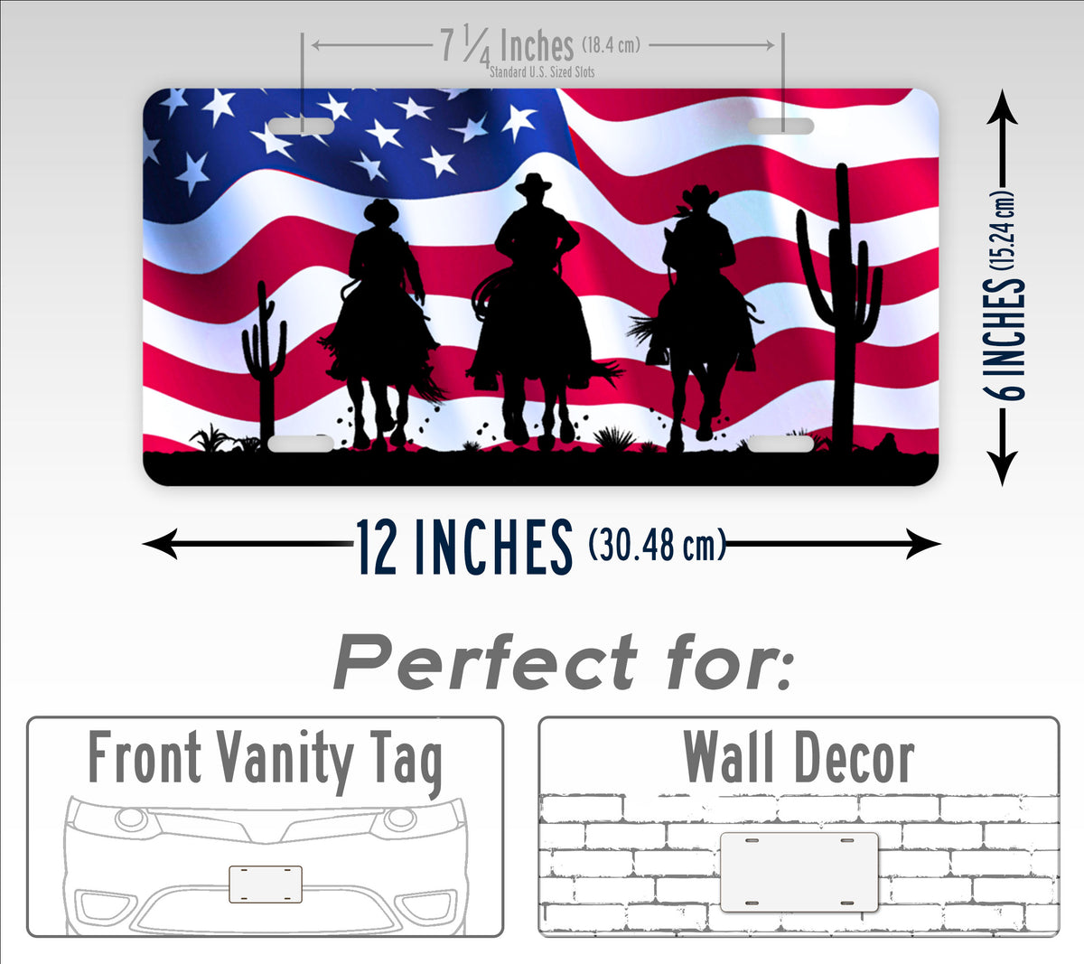 American Flag Cowboy License Plate