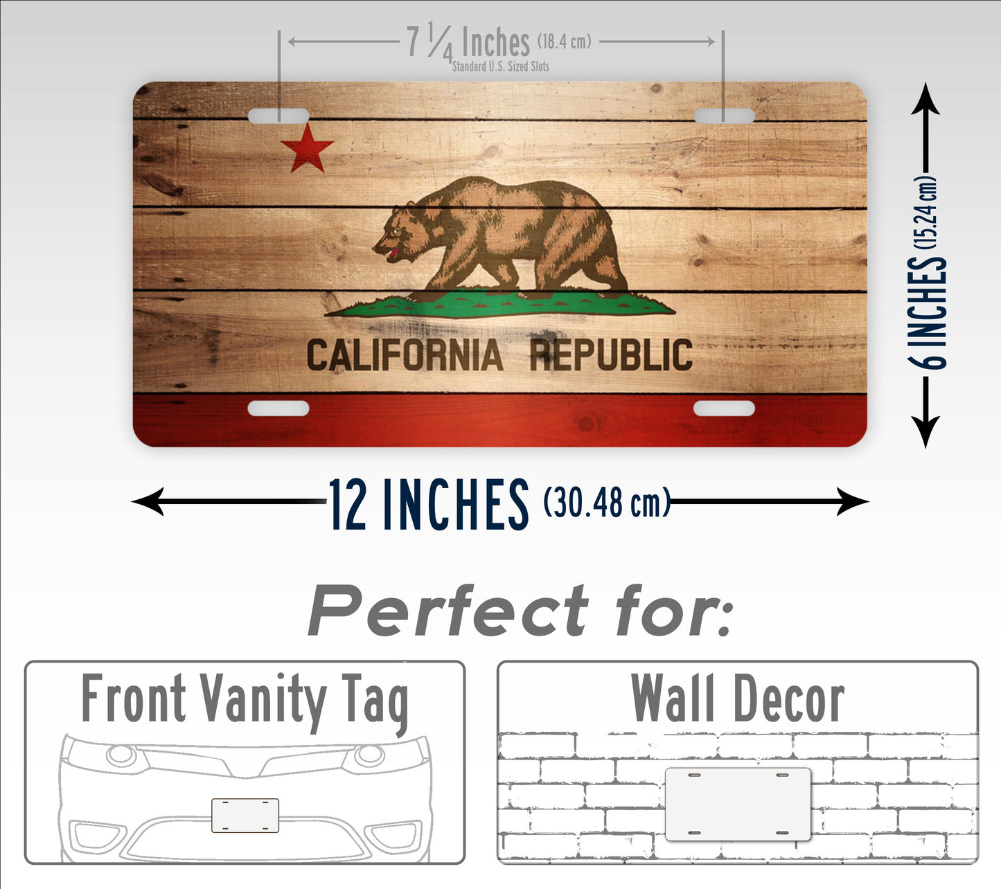 California State Flag On  Wood License Plate