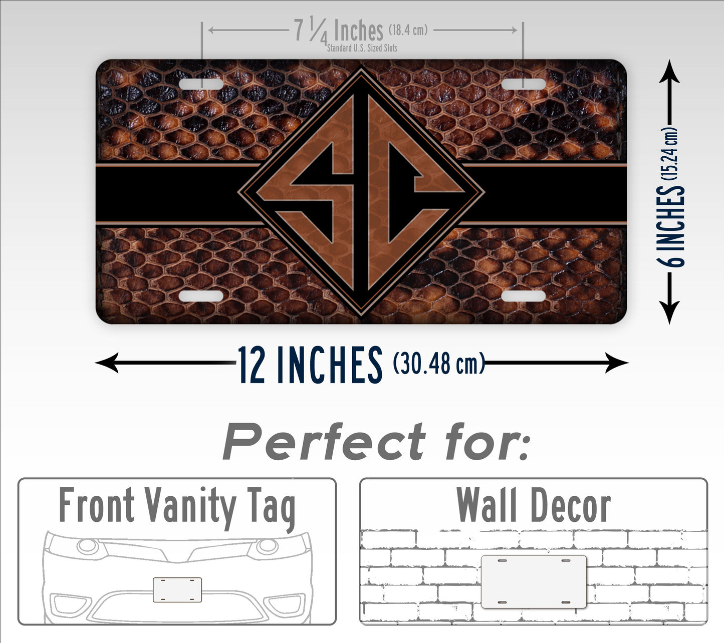 Dark Brown Copperhead Snakeskin Personalized Monogram License Plate
