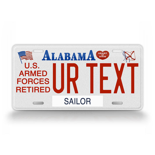 Custom Alabama US Armed Forces Retired License Plate