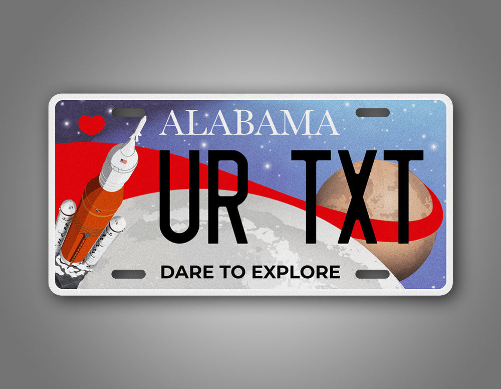 Custom Alabama Dare To Explore SLS Rocket License Plate