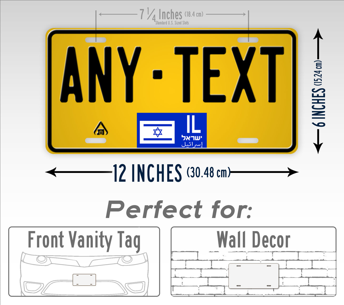 Custom Israeli Yellow Novelty License Plate