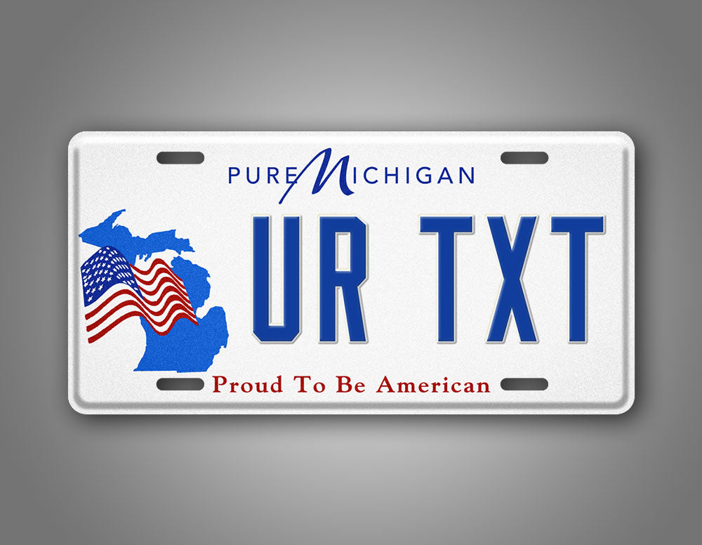 Custom Michigan Proud To Be American License Plate