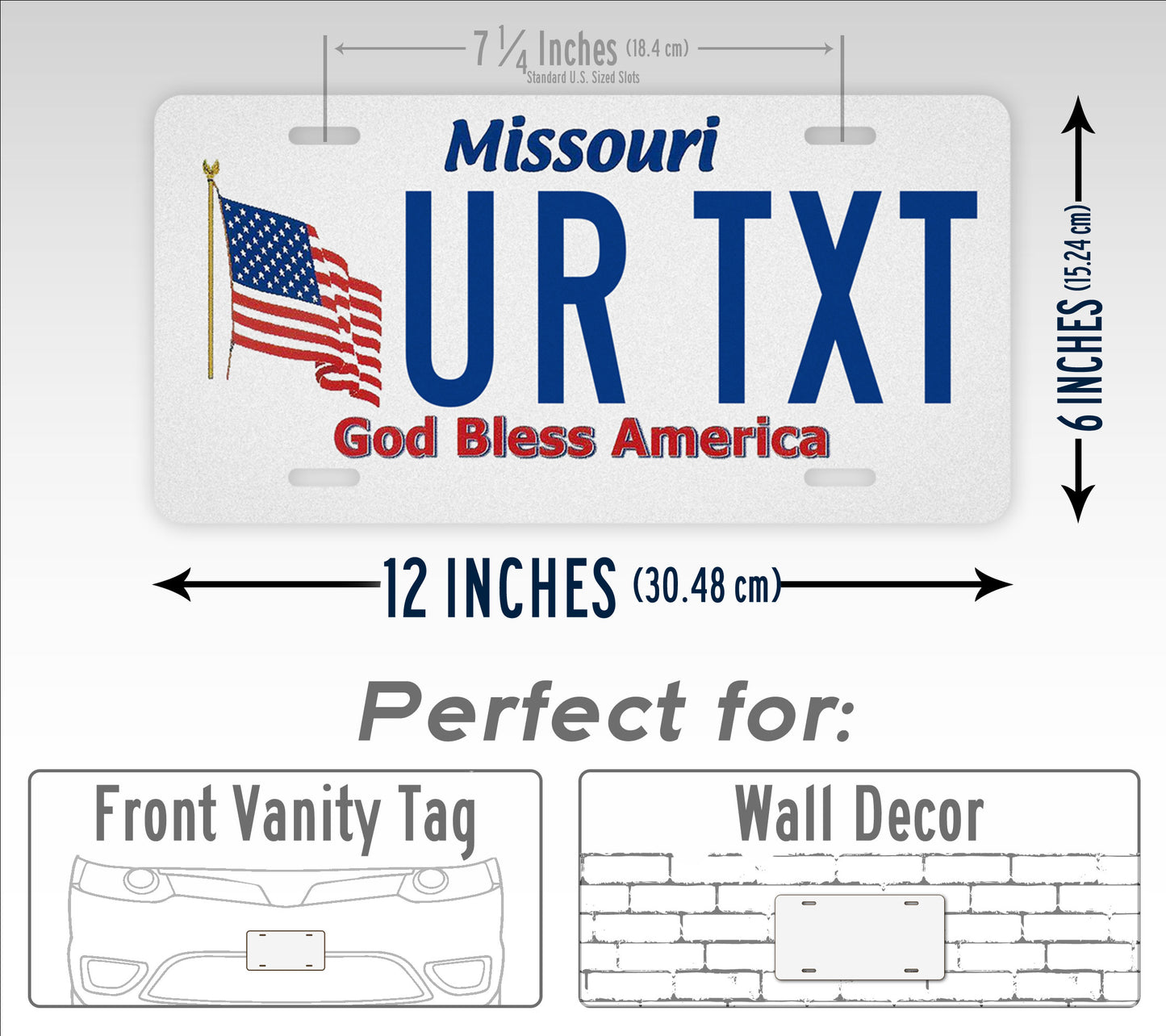 Custom Missouri God Bless America License Plate