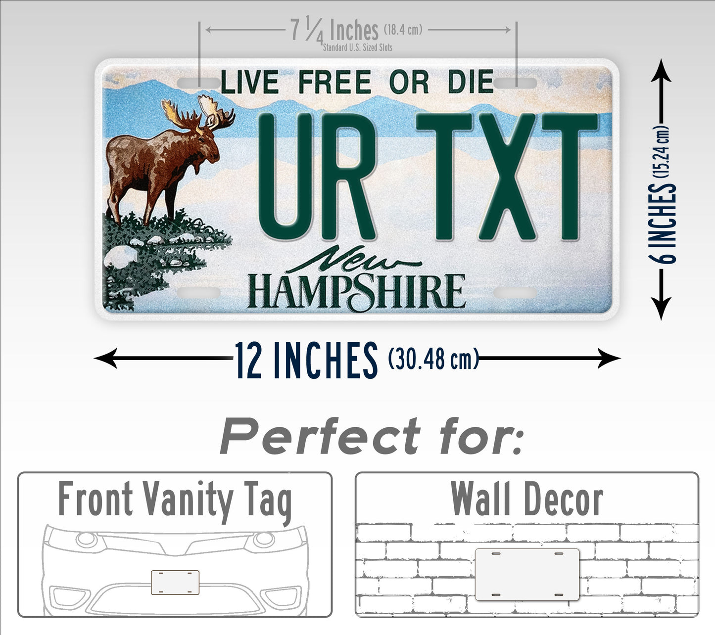Custom New Hampshire Moose Live Free Or Die License Plate