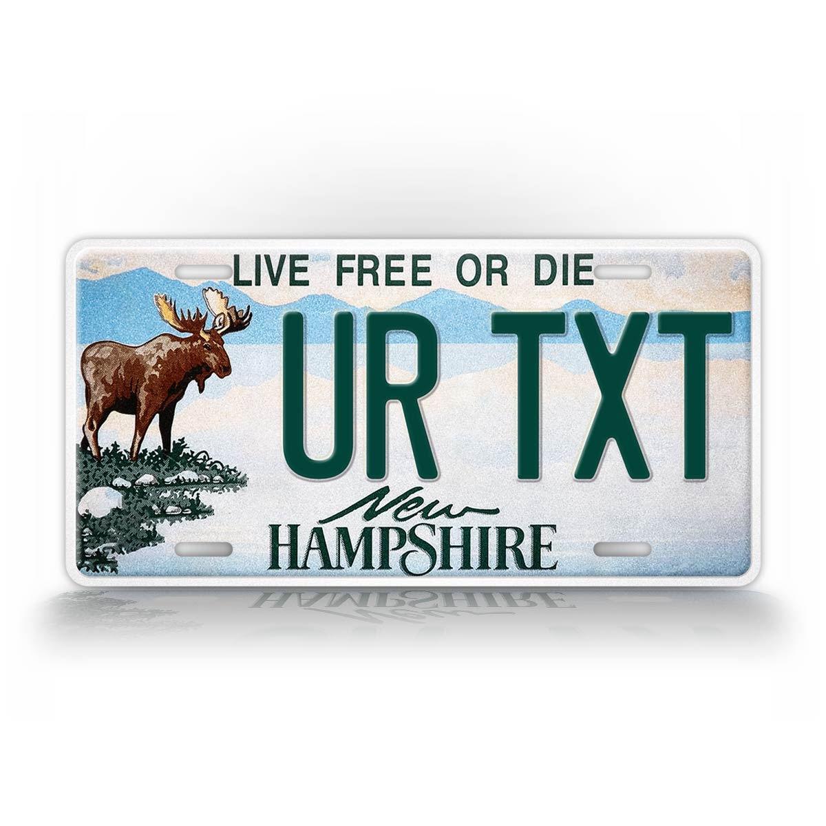 Custom New Hampshire Moose Live Free Or Die License Plate