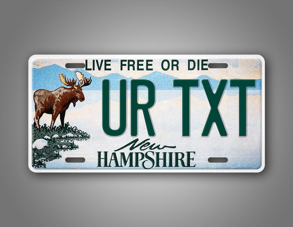 Custom New Hampshire Moose Live Free Or Die License Plate