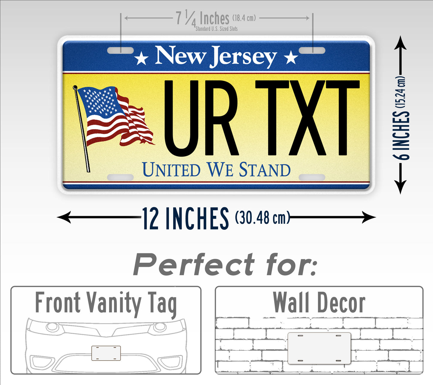 Custom New Jersey United We Stand License Plate