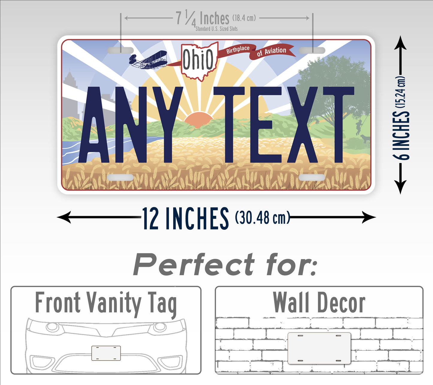 Custom Ohio Birthplace Of Aviation Wheat Fields License Plate