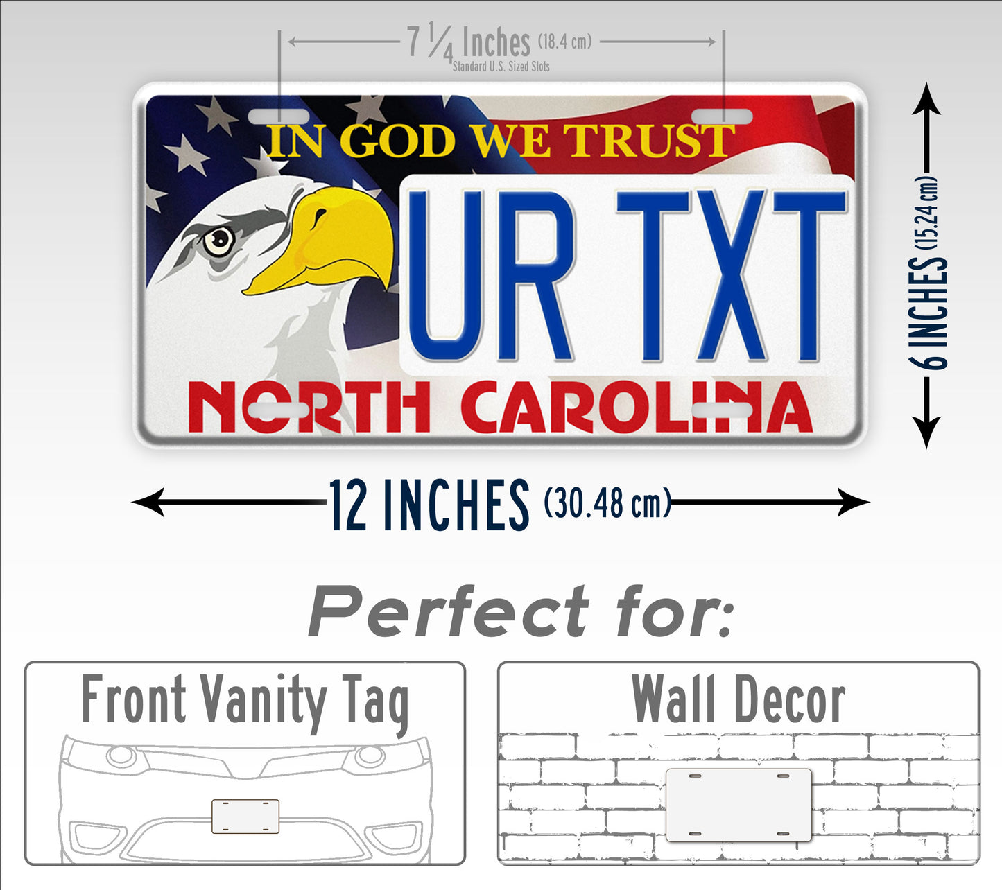 Custom In God We Trust North Carolina Bald Eagle License Plate