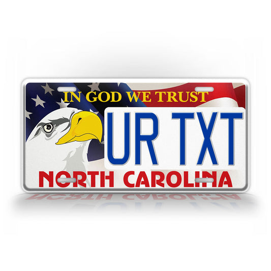 Custom In God We Trust North Carolina Bald Eagle License Plate
