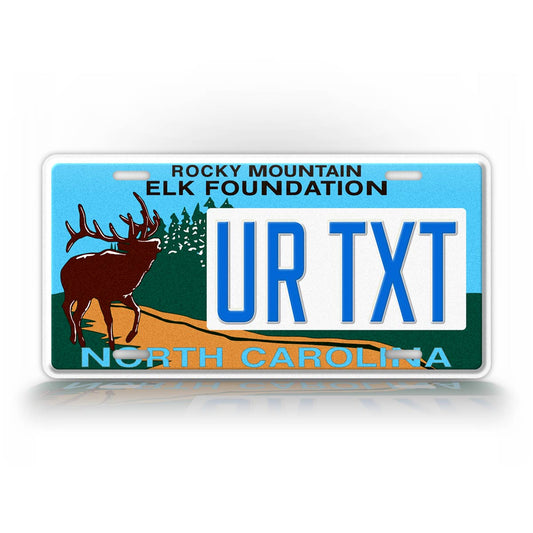 Custom North Carolina Rocky Mountain Elk Foundation License Plate