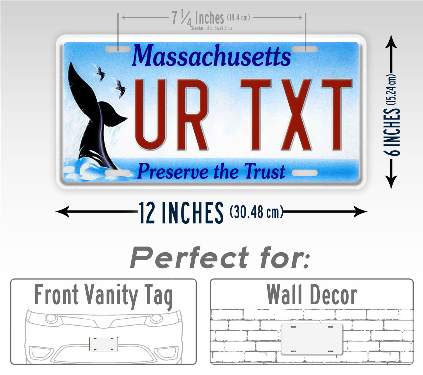Custom Massachusetts Preserve The Trust Whale Tail License Plate