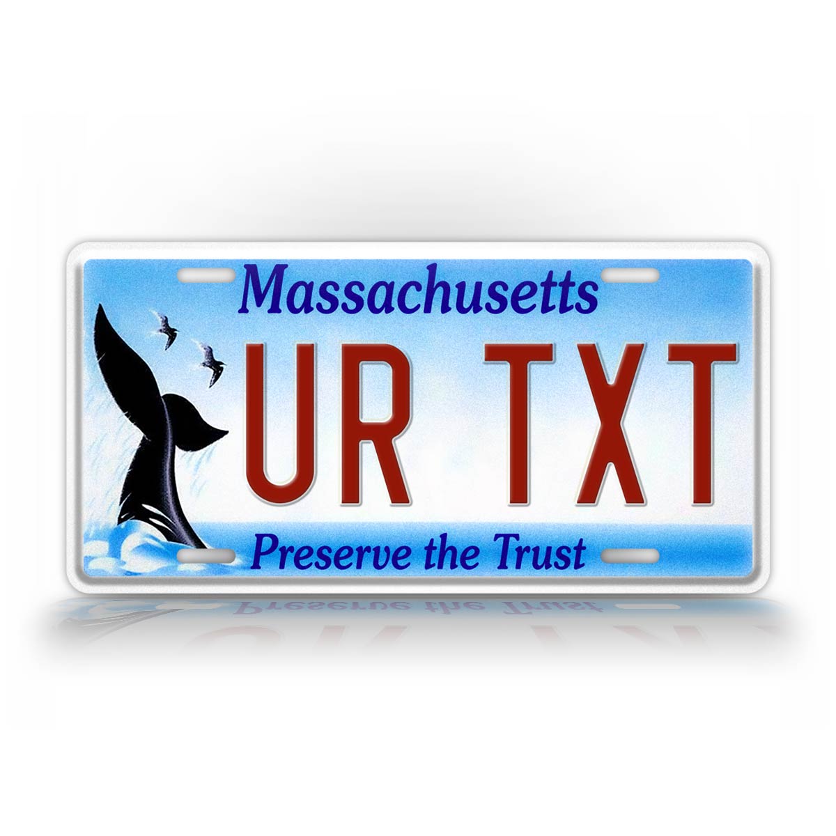 Custom Massachusetts Preserve The Trust Whale Tail License Plate