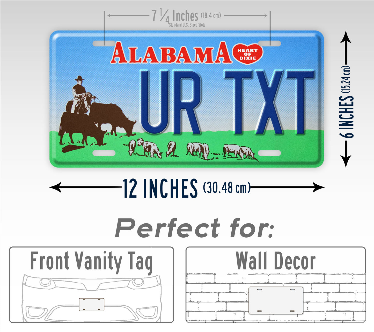 Custom Alabama Vintage Cattle License Plate