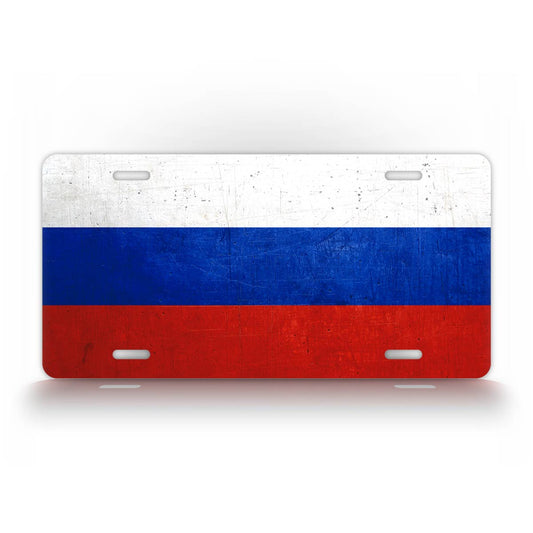 Grunge Style Russian Flag License Plate