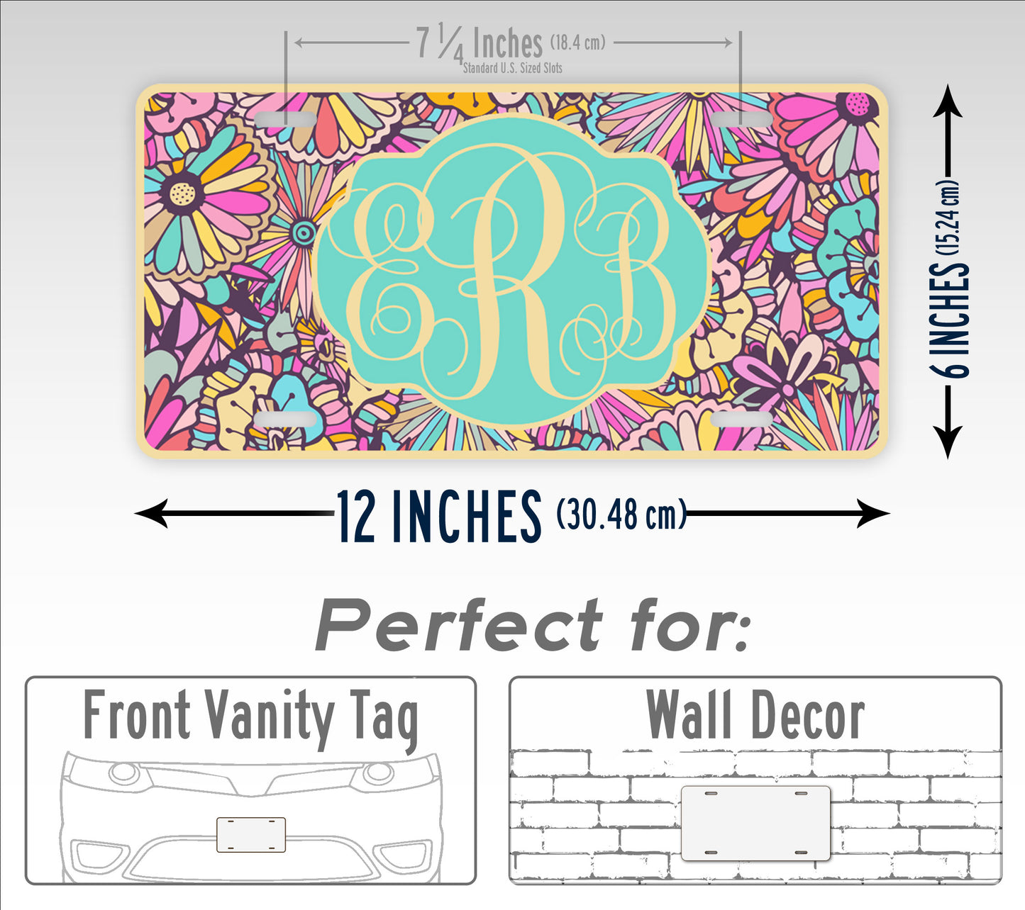 Flower Power Personalized Monogram License Plate