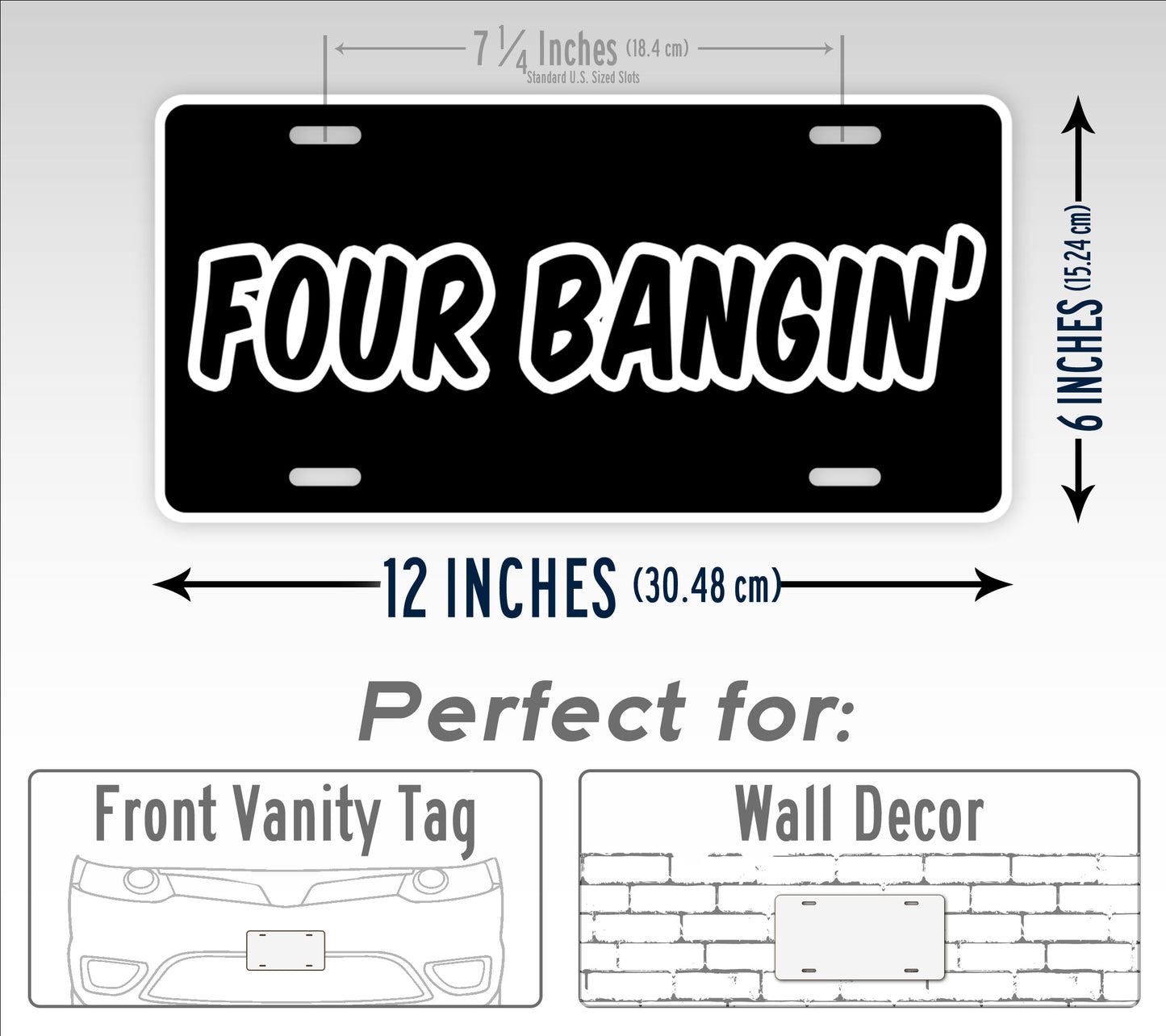 Four Bangin' Four Cylinder Engine Vehicle License Plate