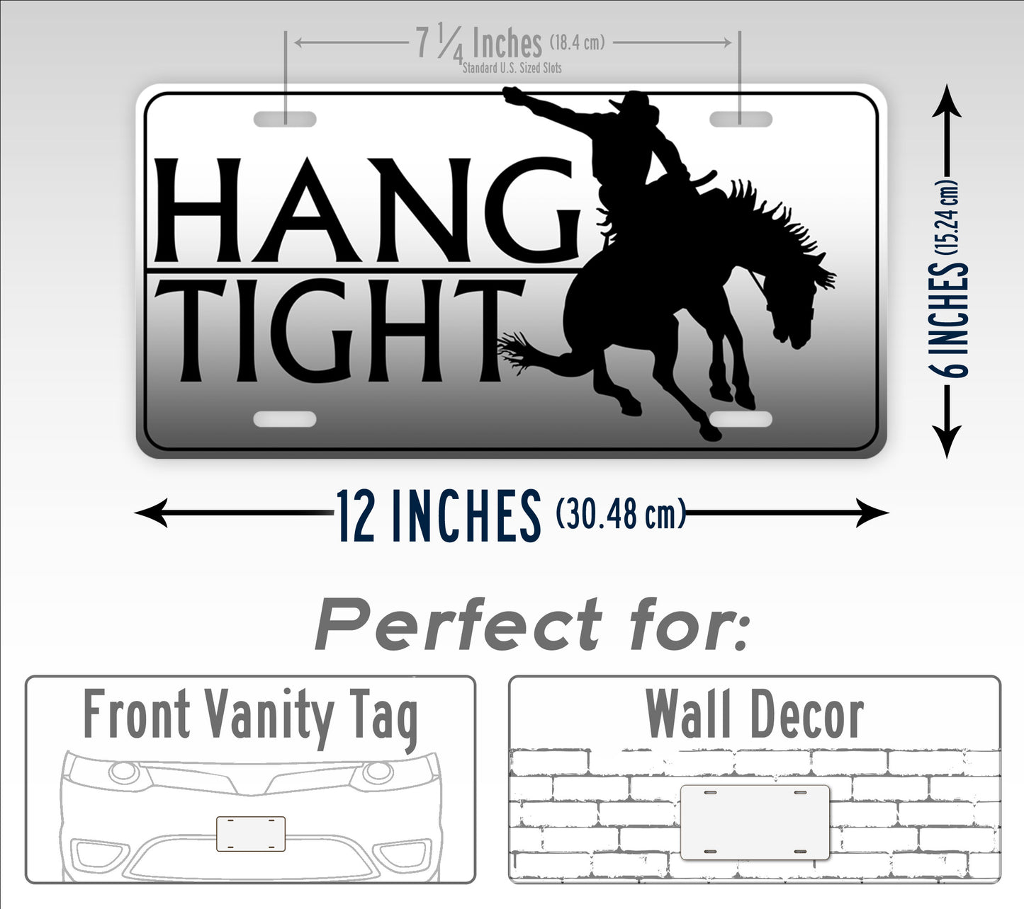 Hang Tight Bucking Bronco Rodeo License Plate