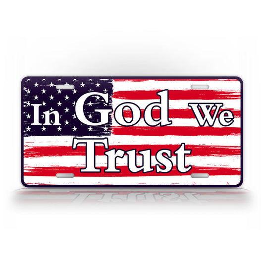 Red White And Blue In God We Trust License Plate