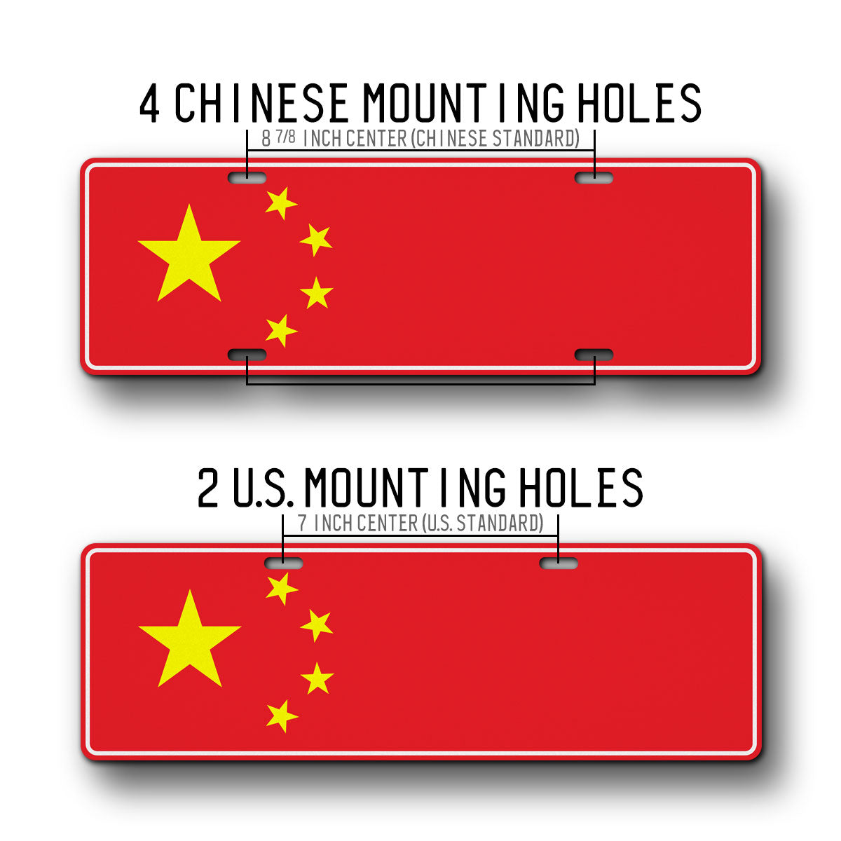 Chinese Flag Auto Tag, Official CH Size 140mm x 440mm License Plate