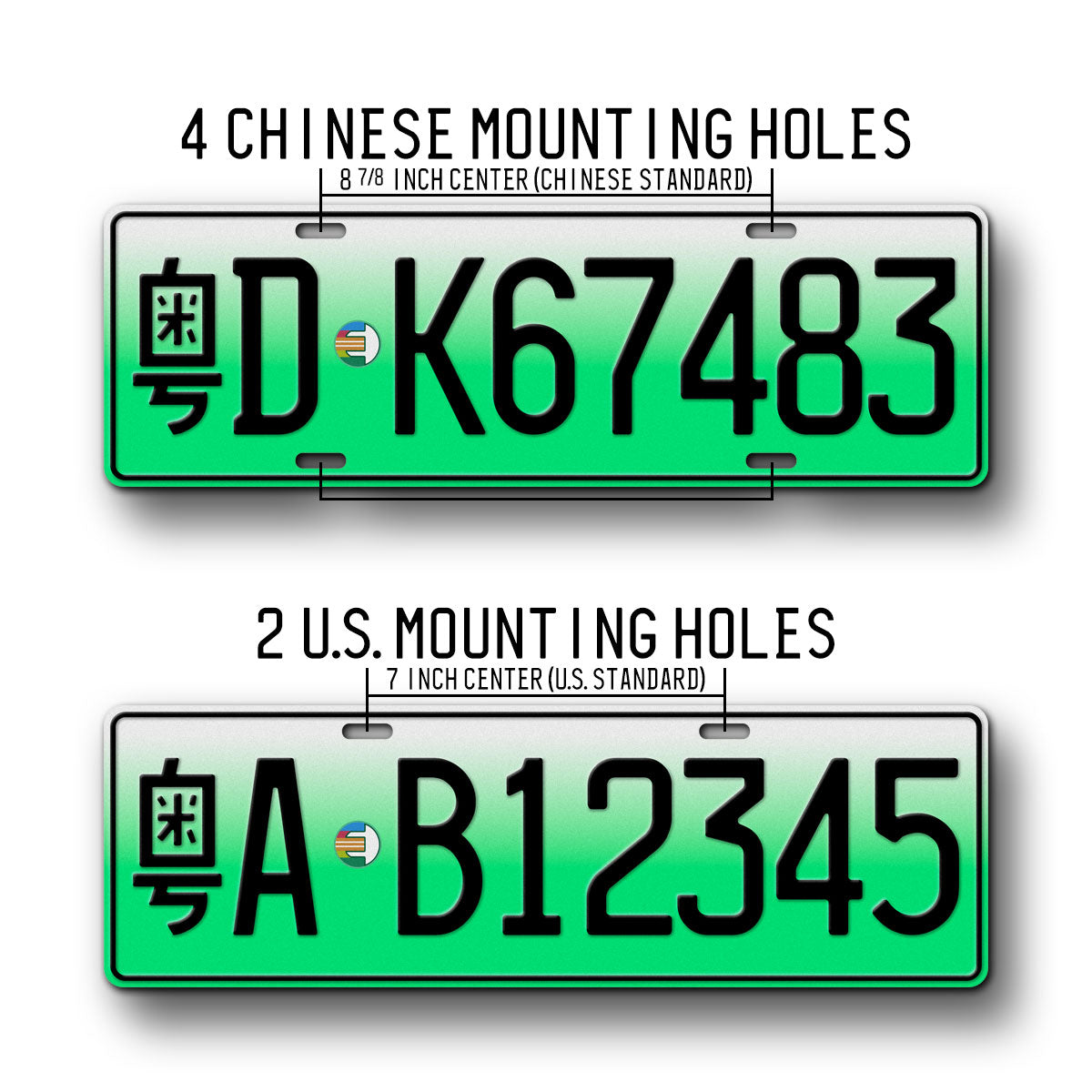 Personalized Chinese Novelty License Plate, Fullsized Custom Text Energy Green Electric Vehicle Replica , Any Text, 140mm x 440mm tag