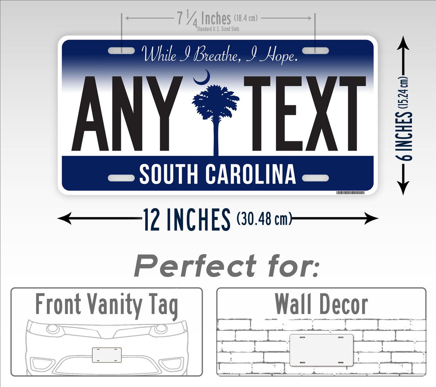 Personalized South Carolina State Custom License Plate