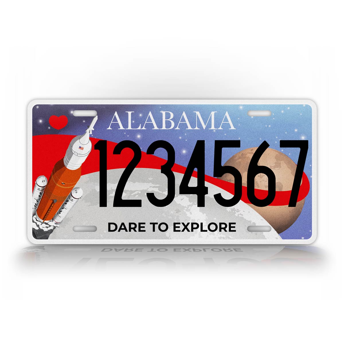 Custom Alabama Dare To Explore SLS Rocket License Plate