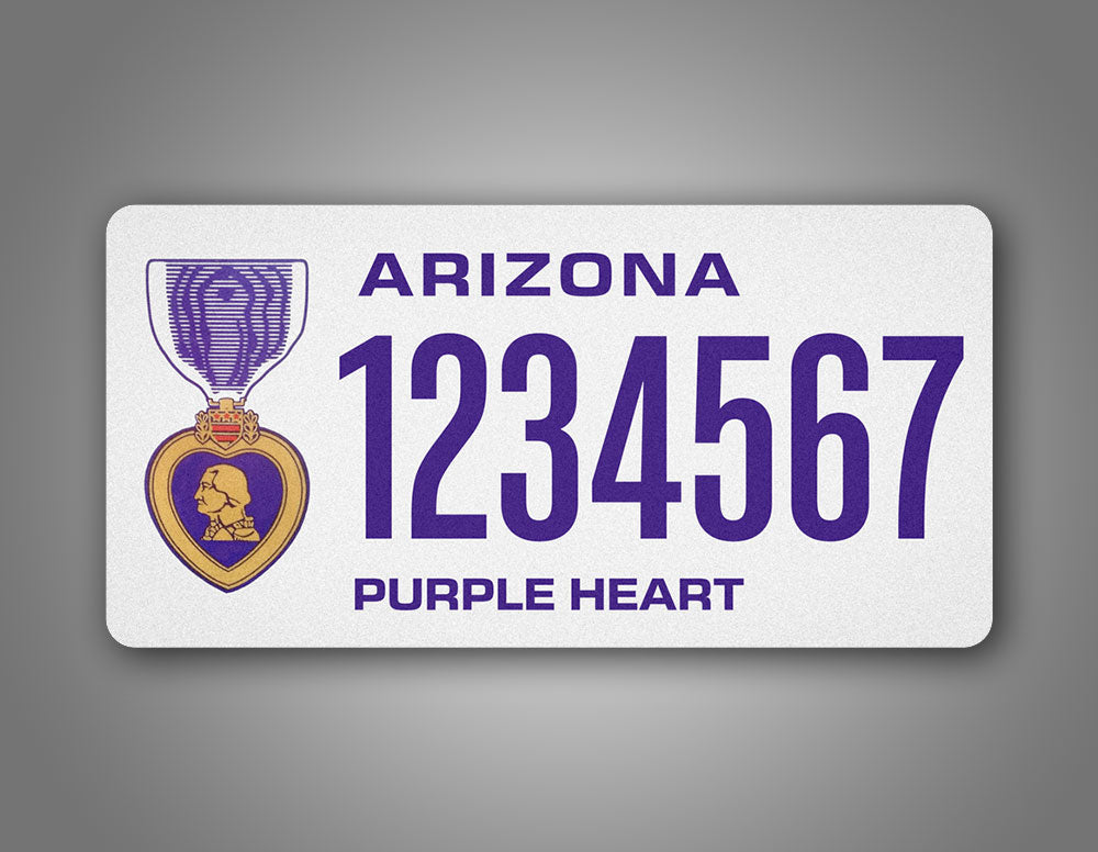 Custom Arizona Purple Heart Veteran License Plate