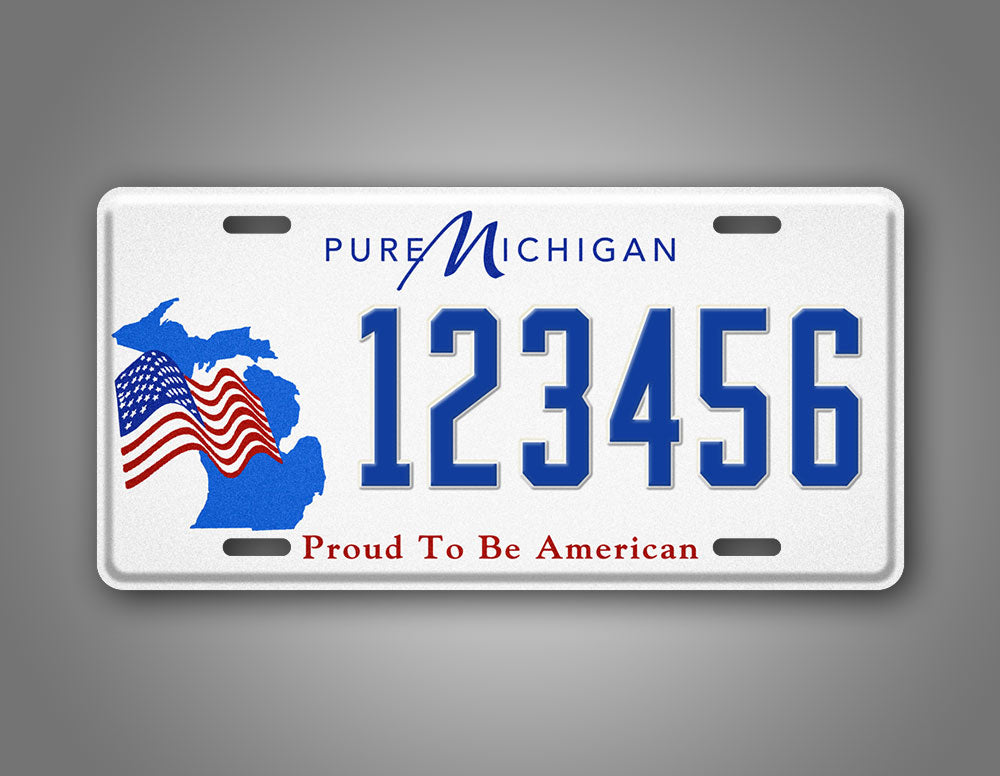 Custom Michigan Proud To Be American License Plate