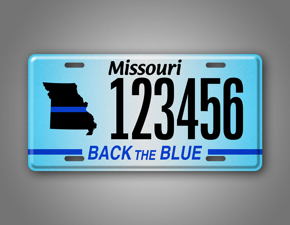 Custom Missouri Back The Blue License Plate