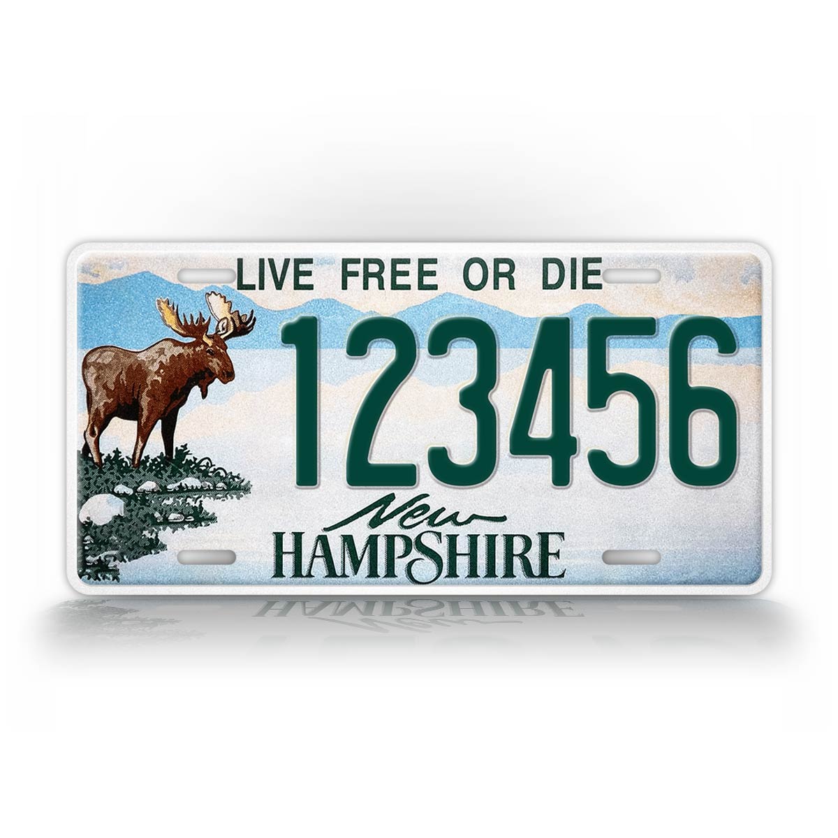 Custom New Hampshire Moose Live Free Or Die License Plate