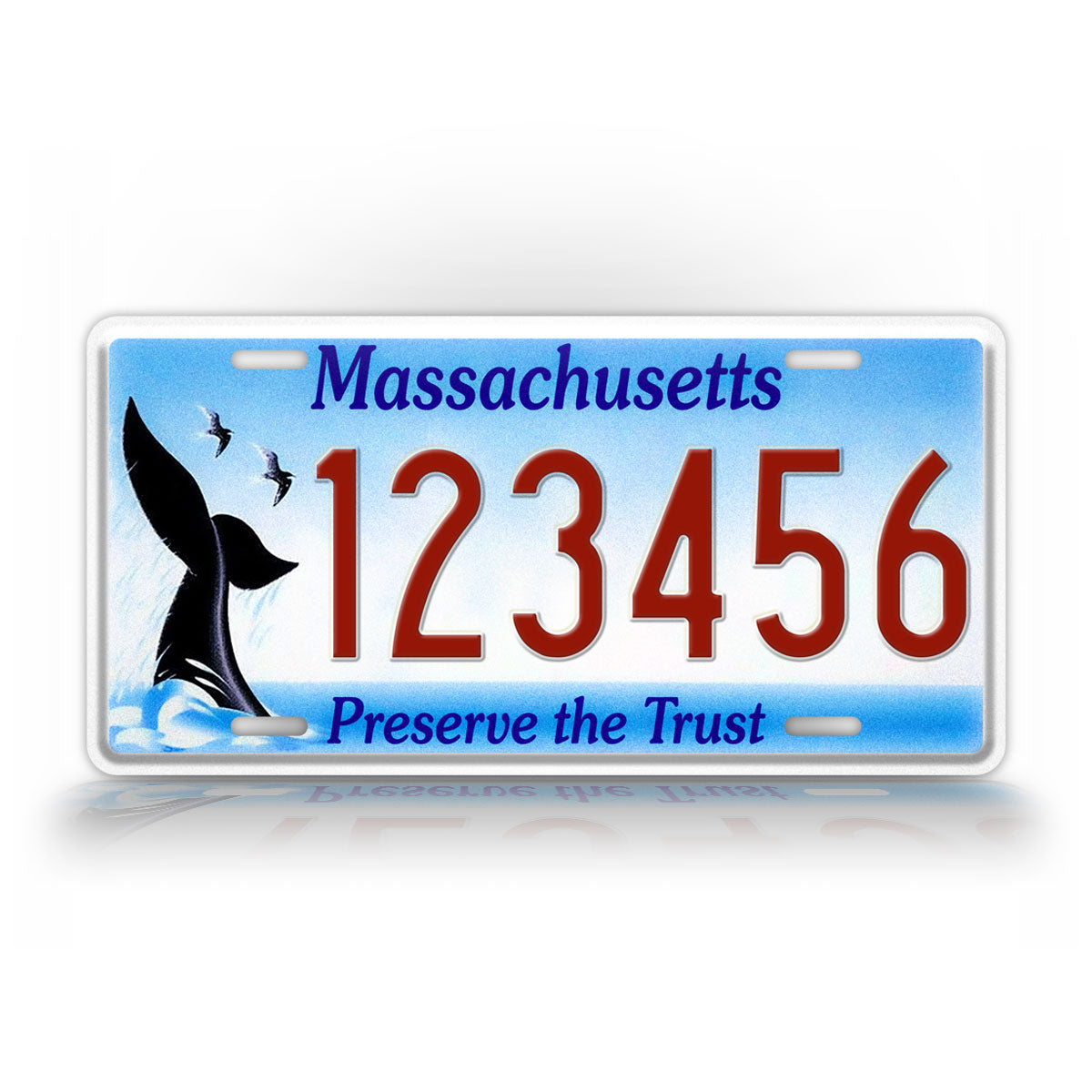Custom Massachusetts Preserve The Trust Whale Tail License Plate
