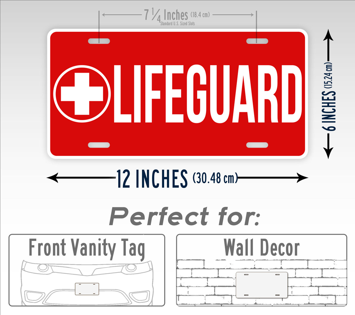 Bold Red Lifeguard License Plate