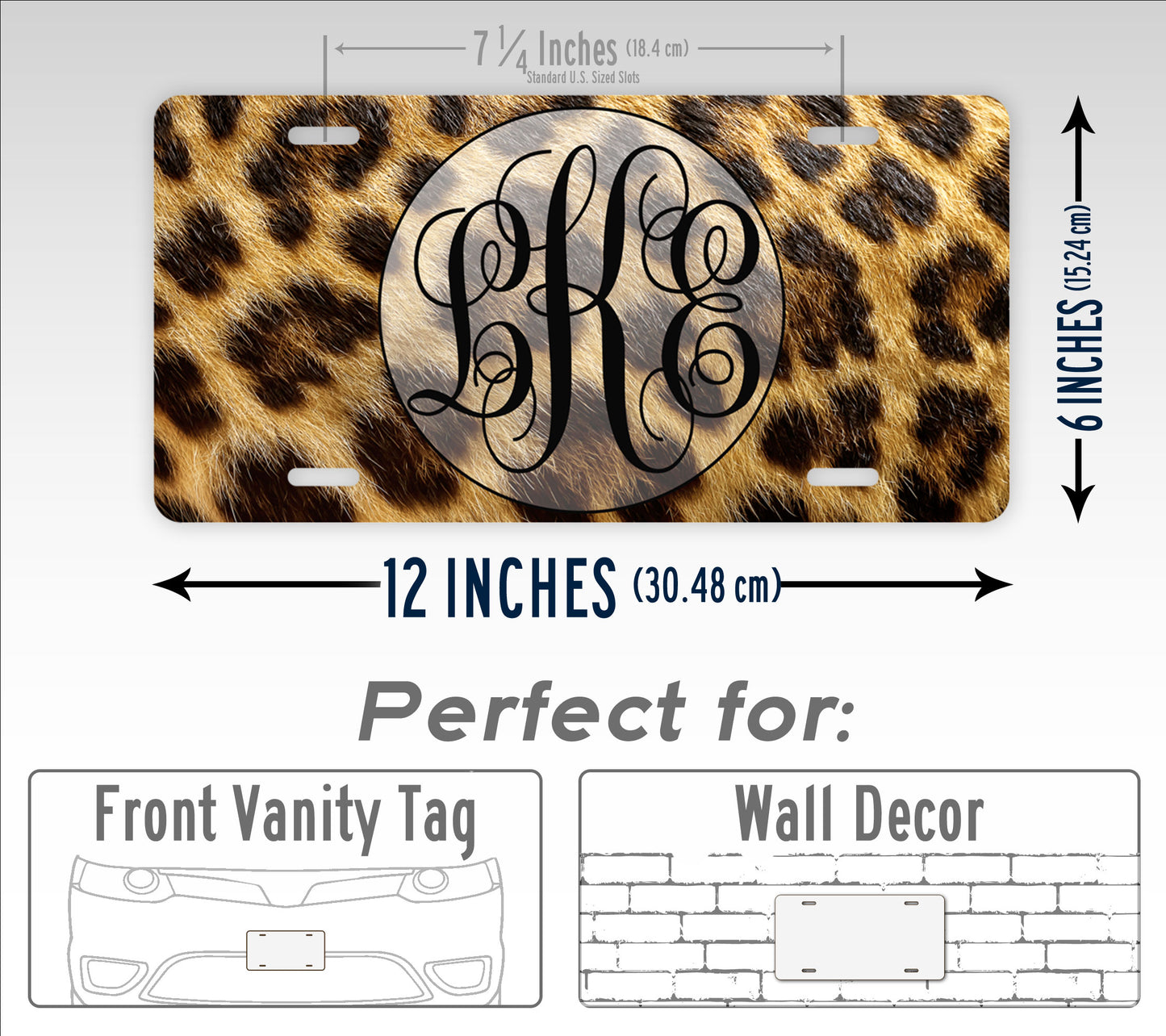 High Definition Leopard Fur Personalized Monogram License Plate
