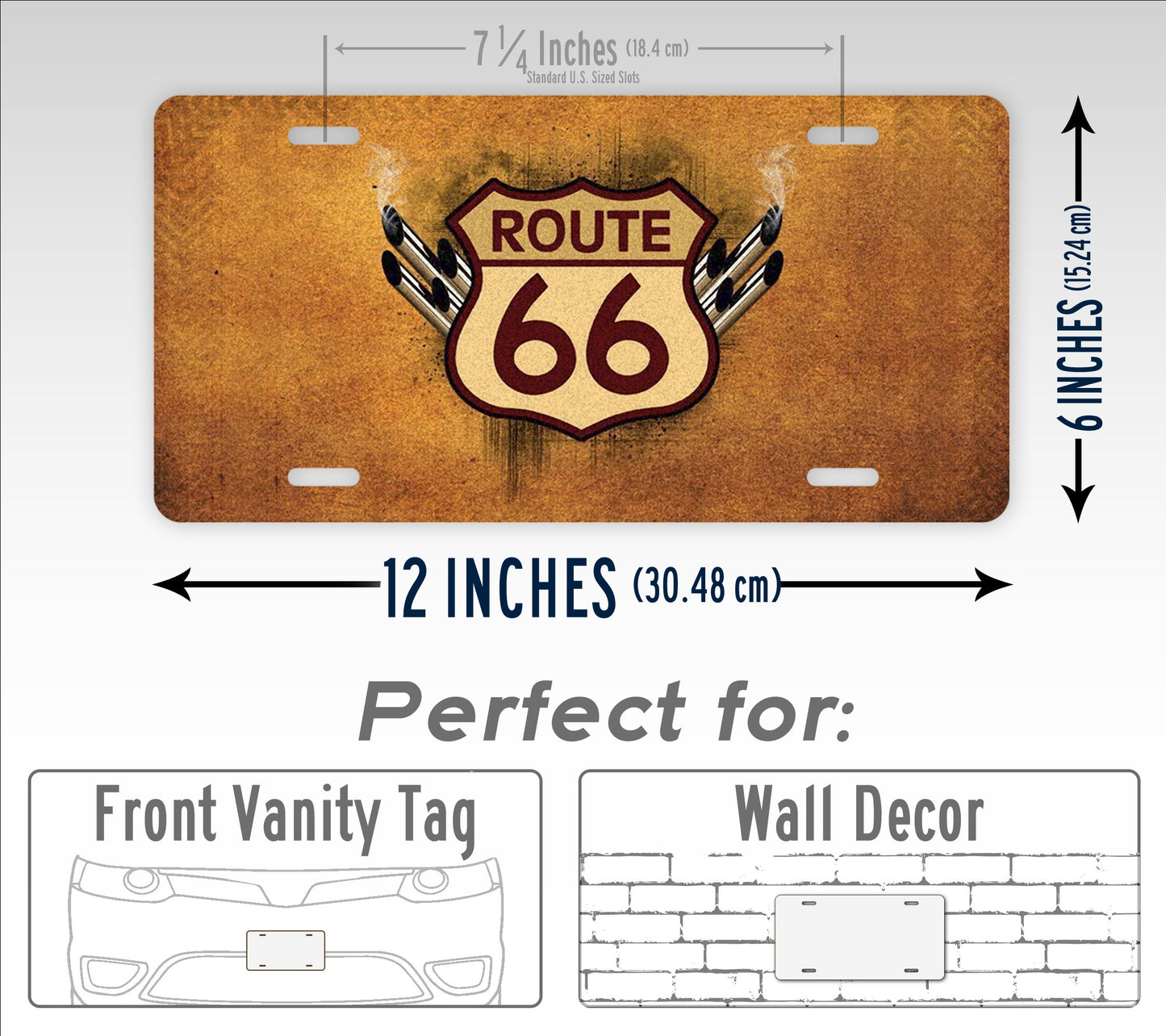 Rustic Route 66 Sign With Tailpipes License Plate