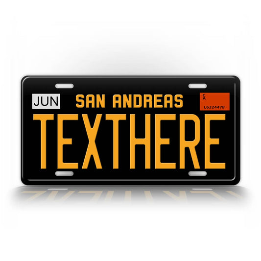 Custom San Andreas Black And Yellow License Plate