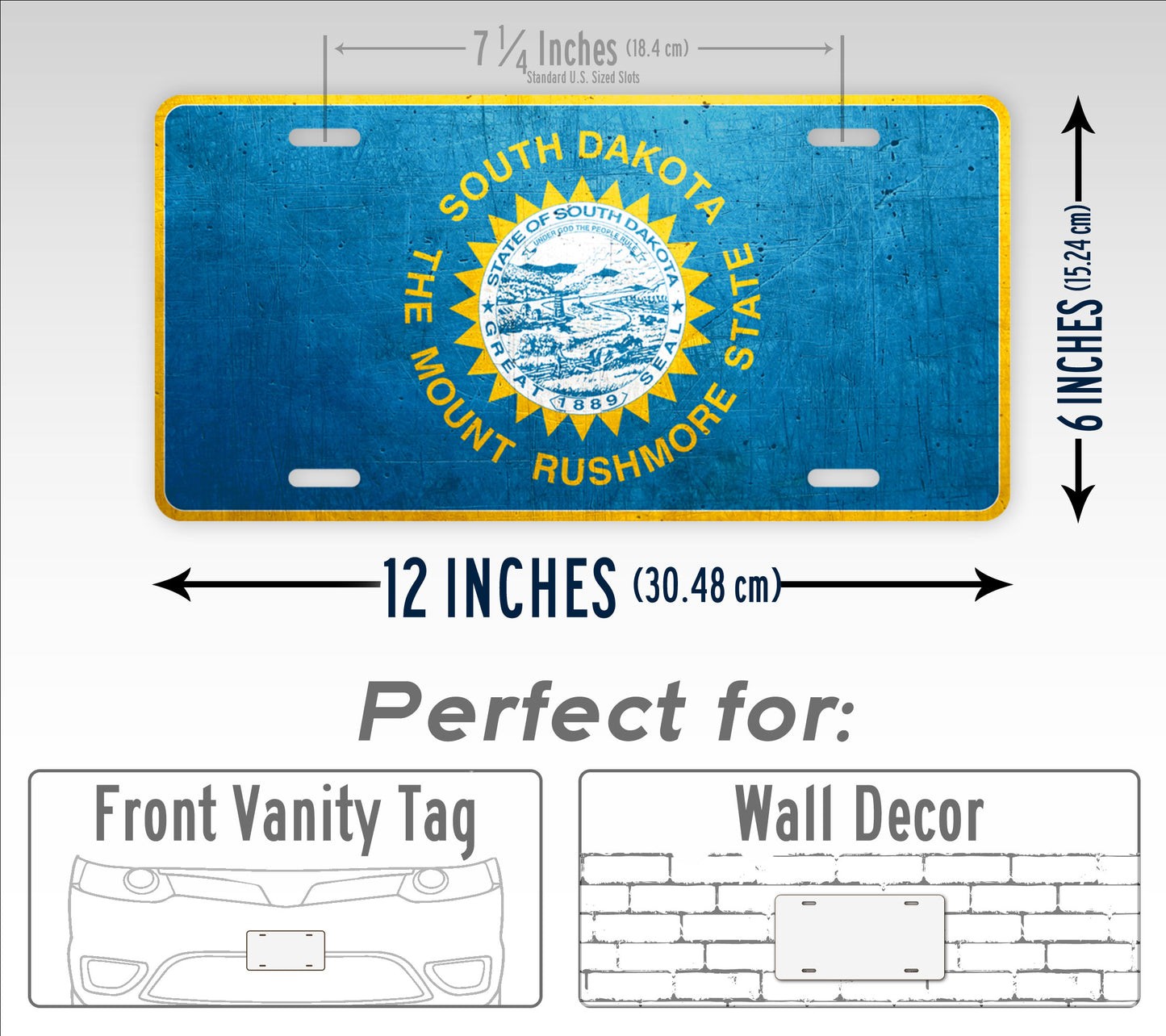 Weathered Metal South Dakota Flag License Plate