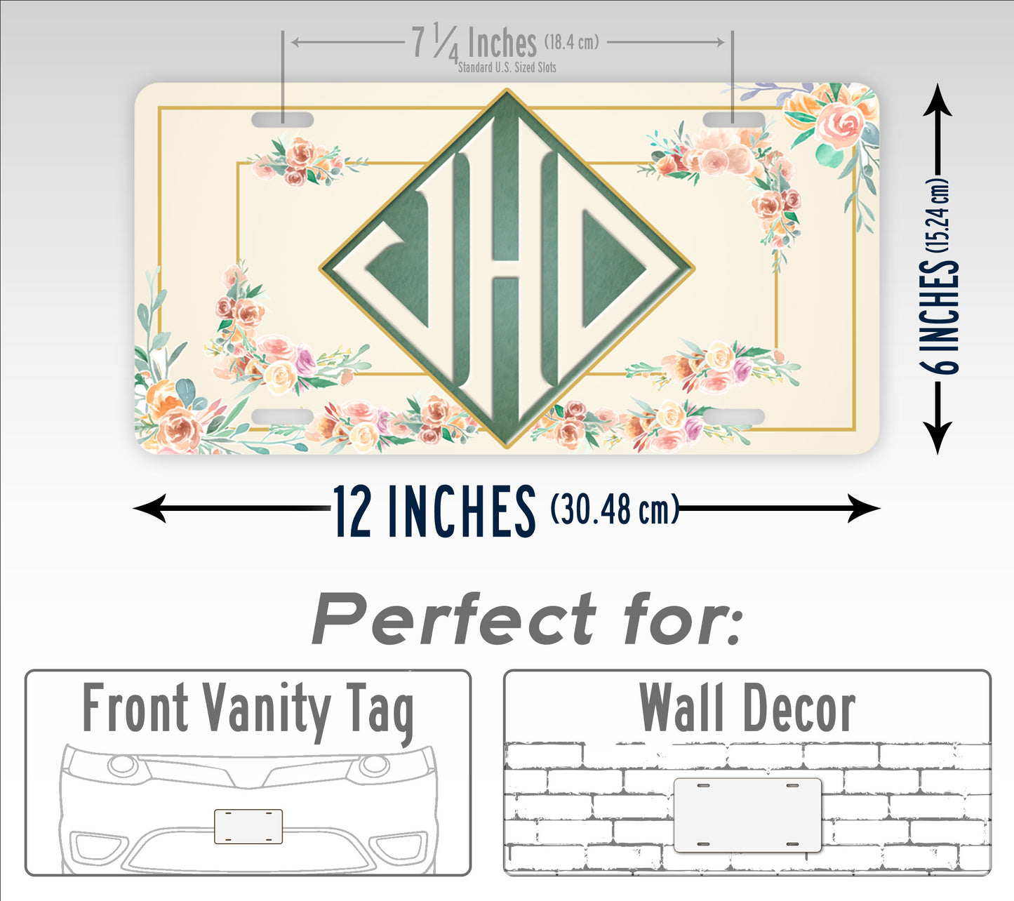 Personalized Vintage Square Styled Monogram License Plate
