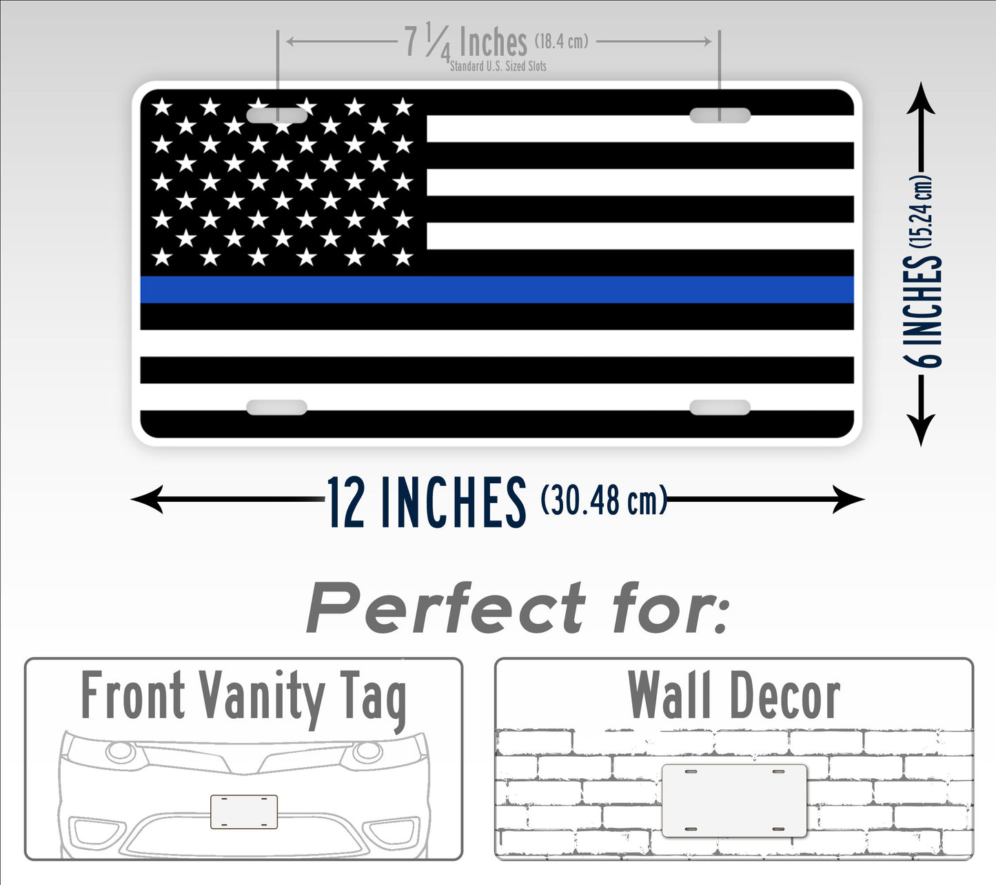 Law Enforcement Thin Blue Line American Flag License Plate