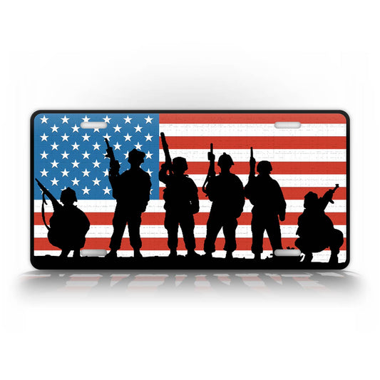 US Army Soldier Silhouette American Flag License Plate